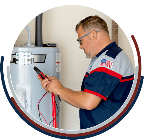 water heater and tech with tools